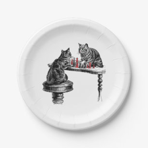 Board Games Two Cats spielen Schach Match Red Pappteller