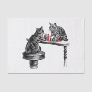 Board Games Two Cats spielen Schach Match Red Seidenpapier