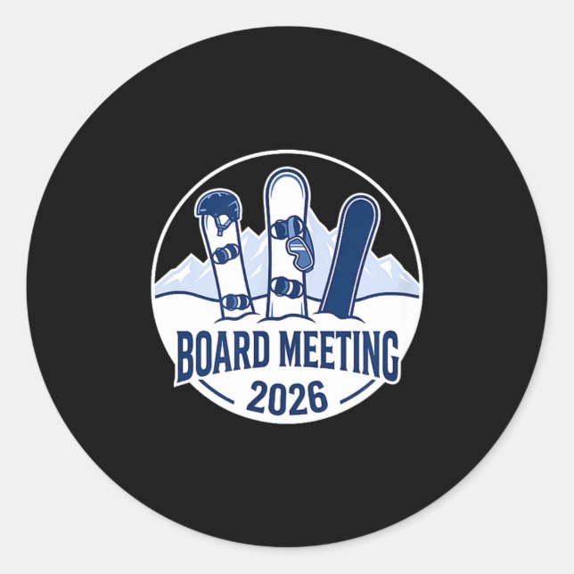 Board Meeting 2026 Funny Snowboarding Winter Srts  Runder Aufkleber (Vorderseite)