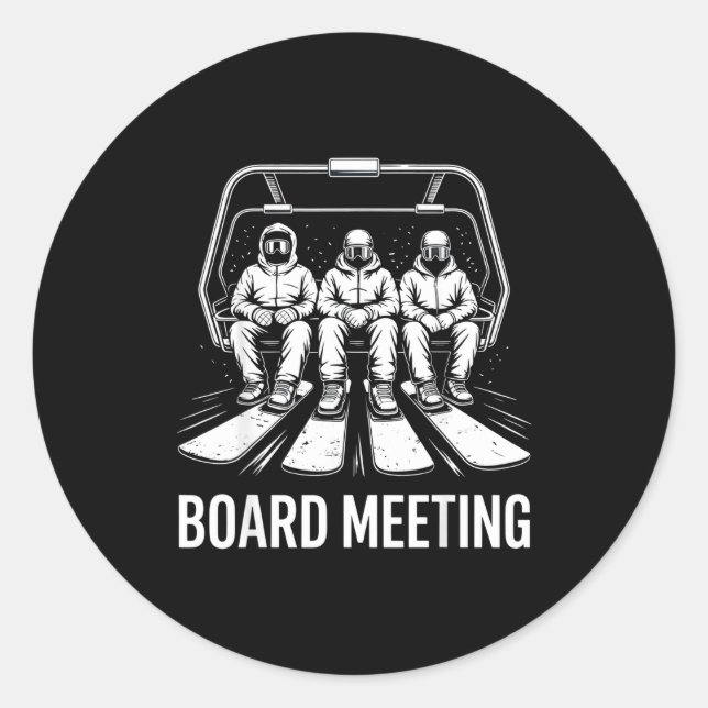 Board Meeting Snowboarders Skiing Enthusiasts Wint Runder Aufkleber (Vorderseite)