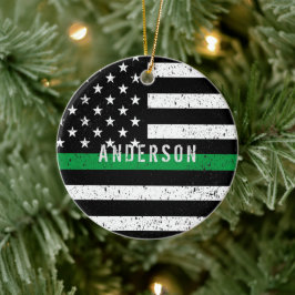Boarder Patrol bedrückte dünne grüne Linie mit/ Na Keramik Ornament