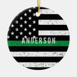 Boarder Patrol bedrückte dünne grüne Linie mit/ Na Keramik Ornament
