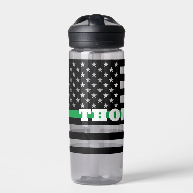 Boarder Patrol Thin Green Line Wasserflasche Trinkflasche (Vorderseite)