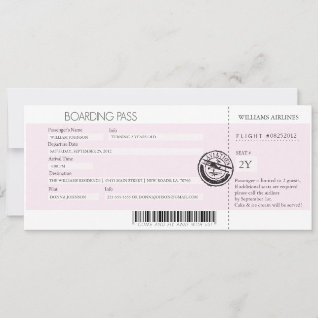 Boarding-Durchlauf Einladung (Vorderseite)