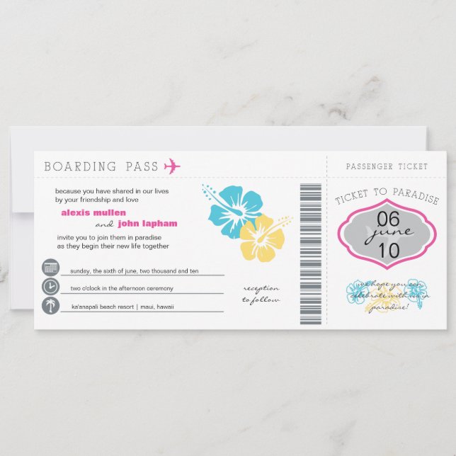 Boarding-Durchlauf-Hochzeits-Einladung Einladung (Vorderseite)
