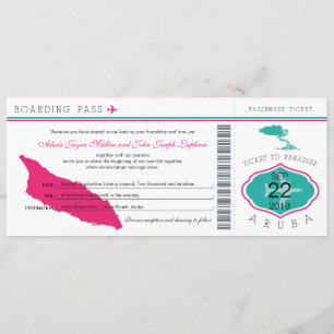 Boarding-Durchlauf zur Aruba-Hochzeits-Einladung Einladung