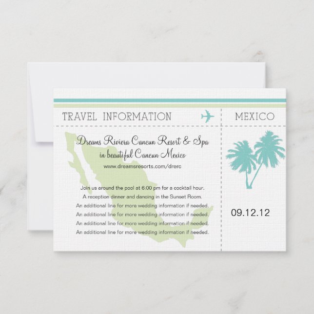 Boarding für Reiseinformationen nach MEXIKO Einladung (Vorderseite)