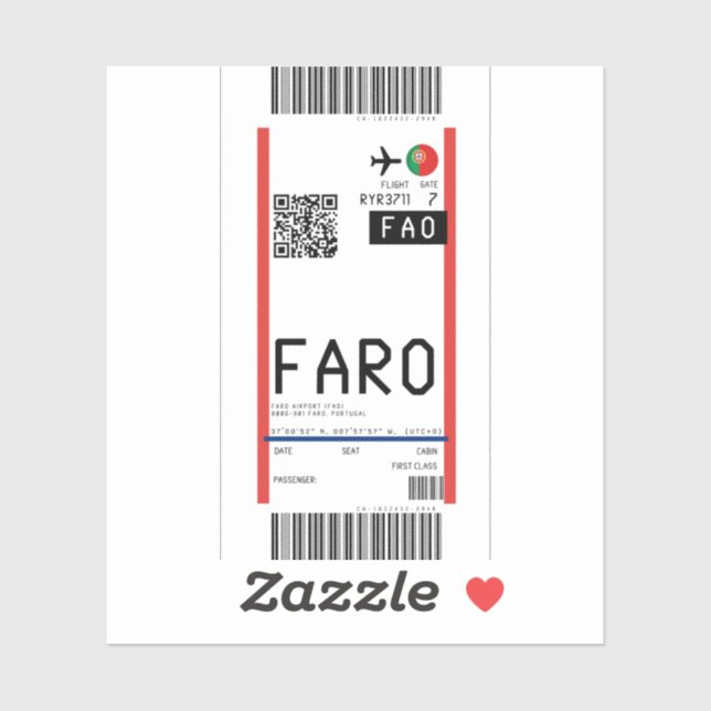Boarding nach Faro (FAO) Aufkleber (Blatt)