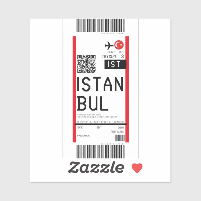 Boarding nach Istanbul (IST) Aufkleber (Blatt)