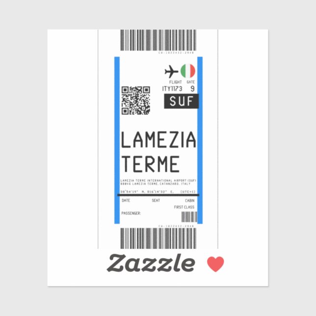 Boarding nach Lamezia Terme (SUF) Aufkleber (Blatt)