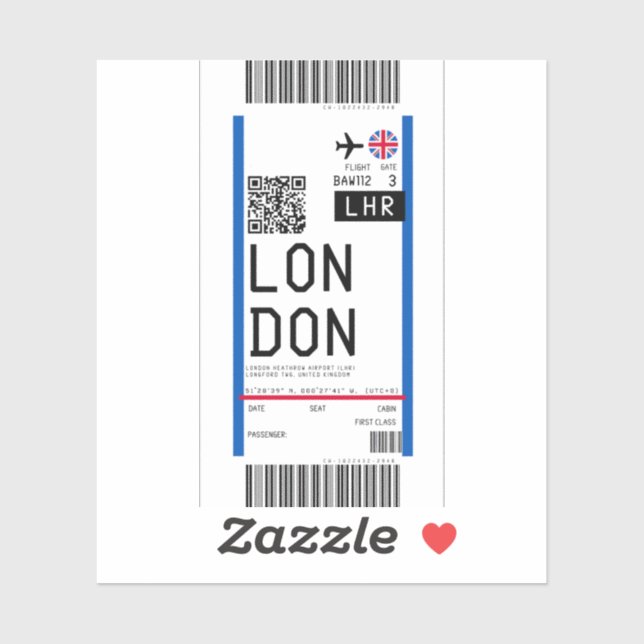 Boarding nach London (LHR) Aufkleber (Blatt)