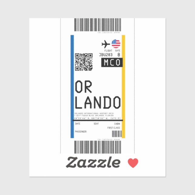 Boarding nach Orlando (MCO) Aufkleber (Blatt)