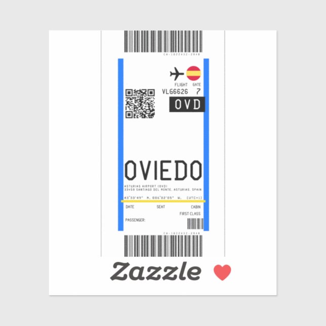 Boarding nach Oviedo (OVD) Aufkleber (Blatt)