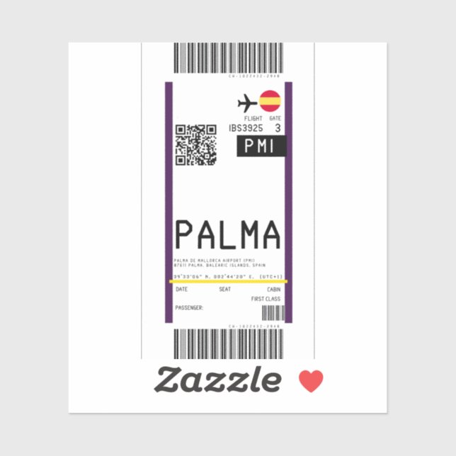 Boarding nach Palma de Mallorca (PMI) Aufkleber (Blatt)