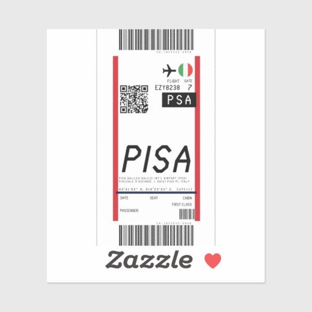 Boarding nach Pisa (PSA) Aufkleber (Blatt)