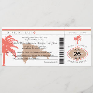 Boarding Pass auf Dominikanische Republik Hochzeit Einladung