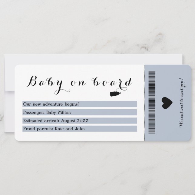 Boarding Pass Baby an Bord Ankündigung (Vorderseite)