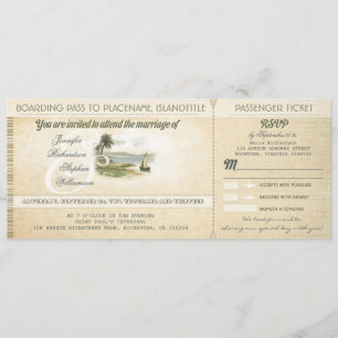 Boarding Pass Beach Hochzeit lädt mit UAWG ein Einladung