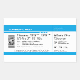 Boarding Pass (blue) Rechteckiger Aufkleber
