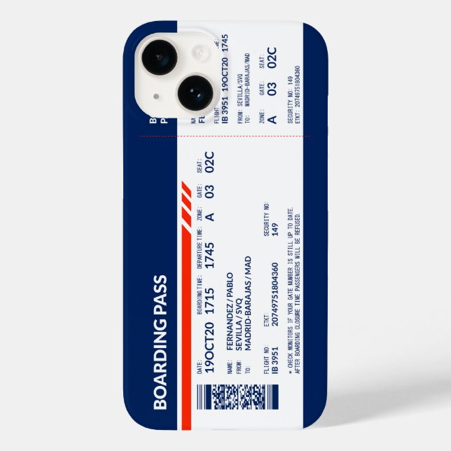 Boarding Pass - Blue & Red Case-Mate iPhone 14 Hülle (Rückseite)
