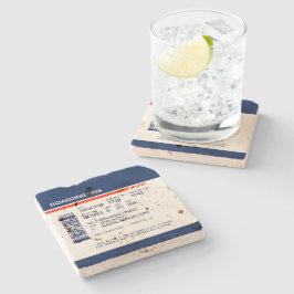 Boarding Pass - Blue & Red Steinuntersetzer