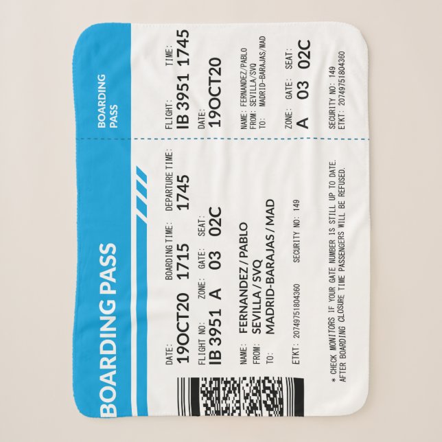 Boarding Pass (blue) Sherpadecke (Vorderseite)
