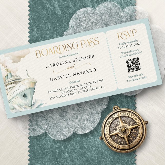Boarding Pass Cruise Wedding Invitation Einladung (Von Creator hochgeladen)