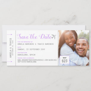 Boarding Pass Destination Lilac Save the Date
