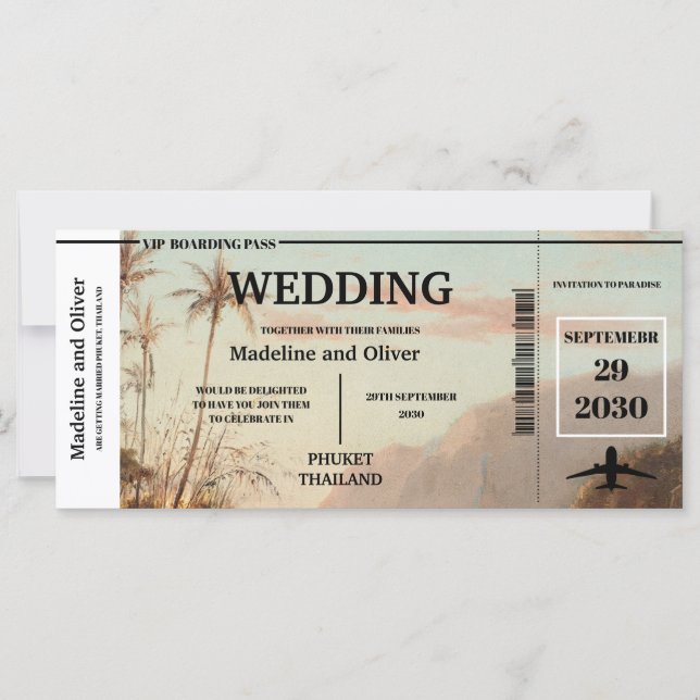 Boarding Pass Destination Tropische Palmen (Vorderseite)