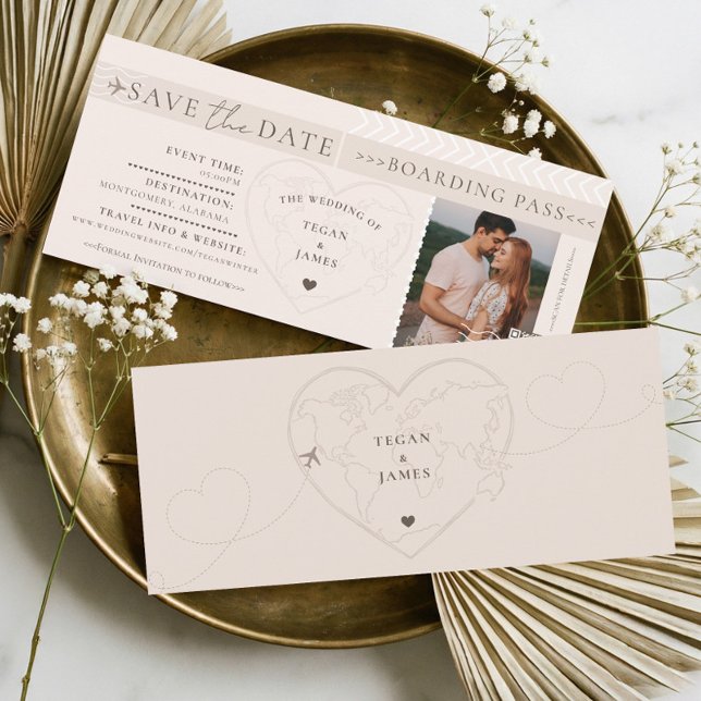 Boarding Pass Destination Wedding Save The Date Einladung (Boarding Pass Destination Wedding Plane Ticket Invitation)