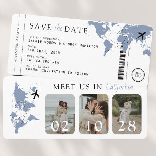 Boarding Pass Dusty Blue 3 Fotos Hochzeit Save The Date