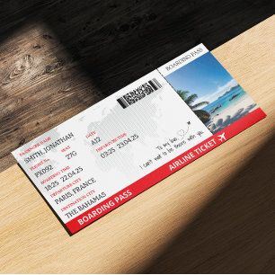 Boarding Pass Fake Airline Ticket Flight Geschenk Einladung