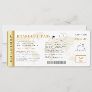 Boarding Pass Flight Ticket Geburtstagsparty Einladung