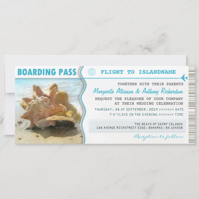 Boarding Pass Flugtickets Hochzeitseinladungen Einladung (Vorderseite)
