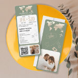 Boarding Pass Flugzeug Ticket Hochzeit in Urlaubso Einladung<br><div class="desc">Boarding Pass Flugzeug Ticket Hochzeit in Urlaubsort Einladung mit Foto und Gold Weltkarte</div>