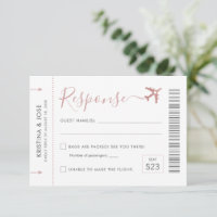 Boarding Pass Flugzeug Ticket Rose Gold Zielort