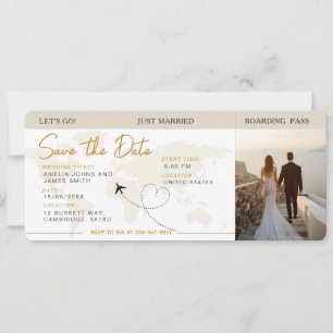 Boarding Pass Flugzeug Ticket Save the Date Hochze Einladung