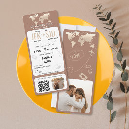 Boarding Pass Flugzeug Ticket Zielort mit Foto Einladung