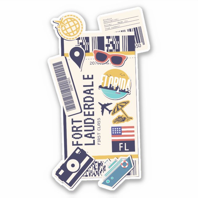 BOARDING PASS FORT LAUDERDALE FLORIDA USA AUFKLEBER (Vorderseite)