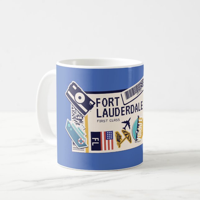 BOARDING PASS FORT LAUDERDALE FLORIDA USA KAFFEETASSE (Vorderseite Links)