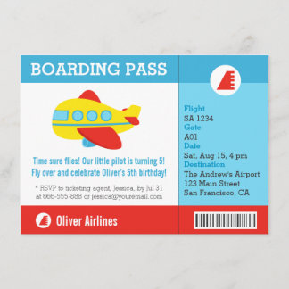 Boarding Pass Geburtstagspartei Einladung