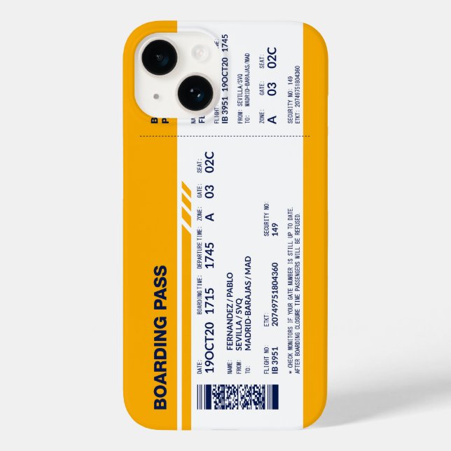 Boarding Pass - Gelb Case-Mate iPhone 14 Hülle (Rückseite)