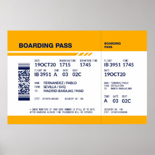 Boarding Pass - Gelb Poster