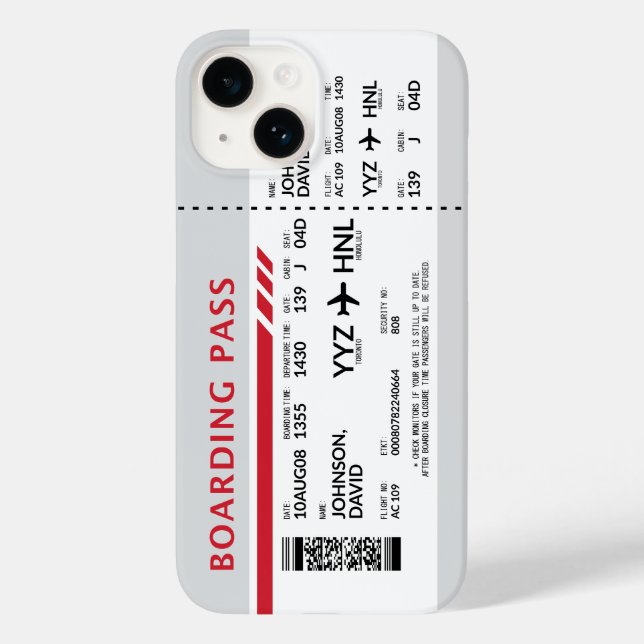 Boarding Pass - Grau Case-Mate iPhone 14 Hülle (Rückseite)