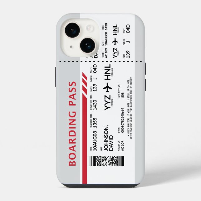 Boarding Pass - Grau iPhone 14 Hülle (Rückseite)