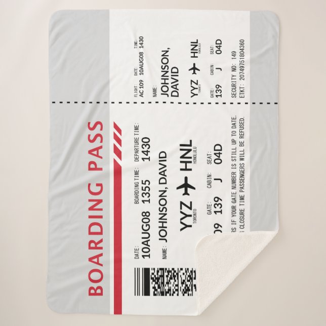 Boarding Pass - Grau Sherpadecke (Vorderseite)