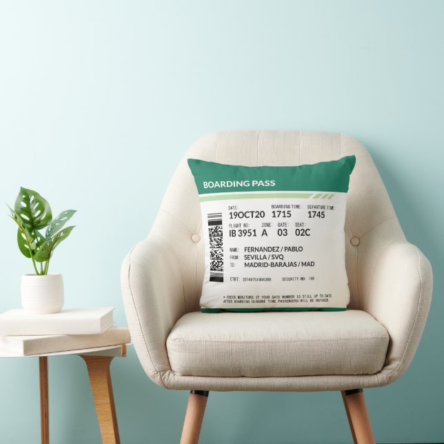 Boarding Pass - Green Kissen (Stuhl )