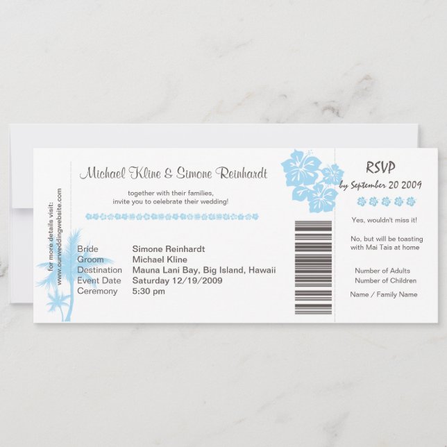 Boarding Pass Hochzeit Einladung und UAWG in einem (Vorderseite)