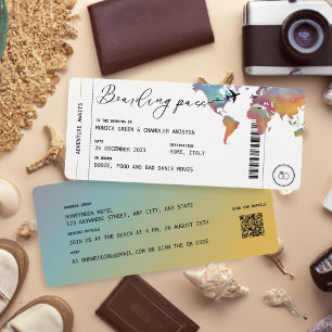 Boarding Pass Hochzeit in Urlaubsort QR-Code Einladung