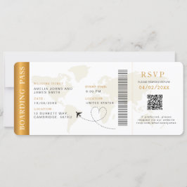 Boarding Pass Hochzeit in Urlaubsort QR-Code UAwg Einladung